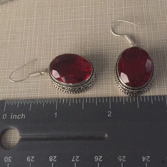 NEW Red quartz earrings silver earrings - Picture 10 of 12